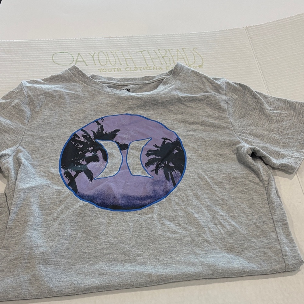 Hurley Gray Tee with Purple and Black Logo